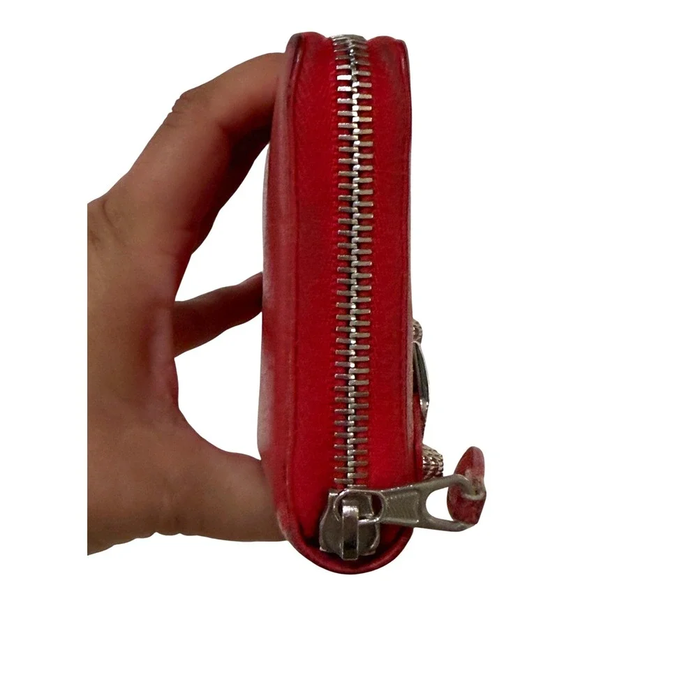 Balenciaga Red Leather City Moto Stud Zip Wallet Y2K Luxury COA Box‎